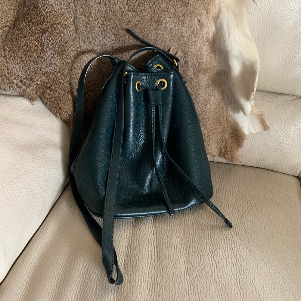 Dark green bucket bag